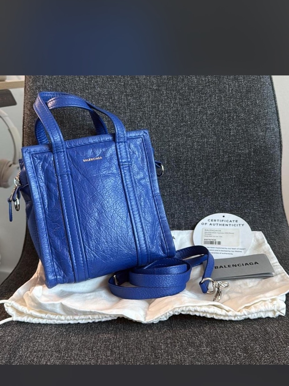 Balenciaga Electric Blue Mini Everyday Tote with Strap
